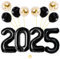 Jxuzh Luftballon Deko Schwarz Silvesterparty Ballon 2025 Deko Happy New Year Neujahr Silvester Ballon 2025 Schwarz Gold Silvester Deko Set 2025 Neujahr Party Silvesterdeko Folienballon 2025 Schwarz