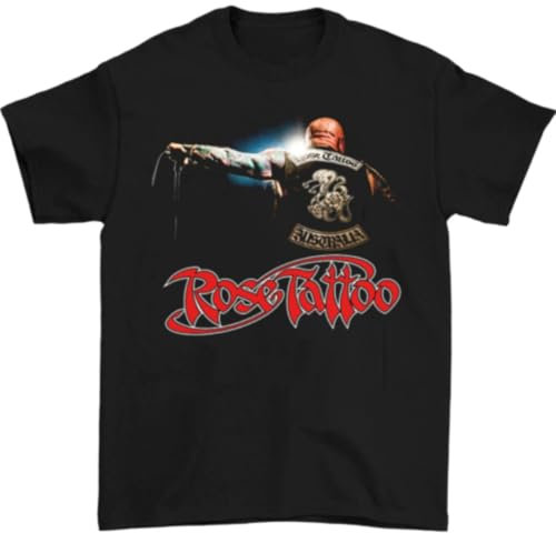 Rose Tattoo Rock Monsters of Rock T-Shirt Black Short Sleeve All SizesBlackXXL