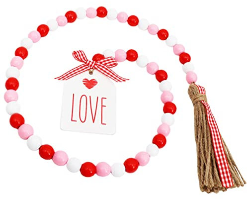 Amosfun Schnur Liebe Quastenperlen Valentinstag Girlande Perlengirlande Selber Machen Gebetskette Zum Aufhängen An Der Wand Valentine Perlen Dekore Valentinstag Partydekoration Hanfseil