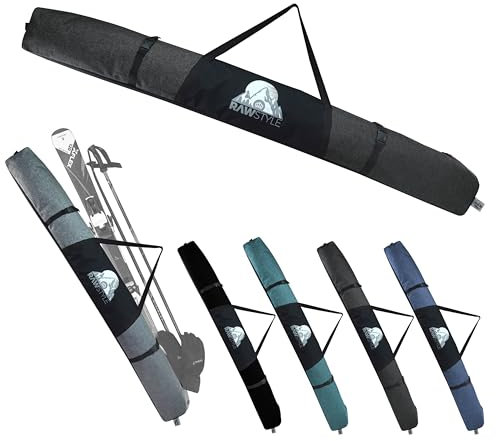 Rawstyle Skitasche Skisack für Ski Erwachsene Skistöcke 160cm oder 180cm oder wasserdicht Skibag Skicover Wintersport Skiaufbewahrung Modell 3 (meliert schwarz, 160cm)