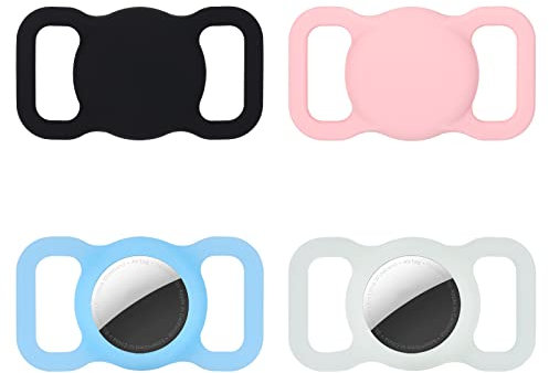 Tunejoy Étui de Protection Compatible avec Airtags Coque de Silicone pour Airtag pour Animaux de Compagnie Housse de Protection pour Airtag Anti-Chute 4 Pièces