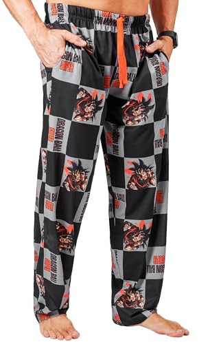 Dragon Ball Z Freizeithose Herren Lang Schlafanzug Hose mit Taschen Son Goku Jogginghose Anime Geschenk für Männer Teenager (L, Mehrfarbig)