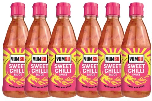 Yumsu Sweet Chilli Sauce 530g Spicy & Tangy Asian-Style Dipping Sauce, Perfect for Stir-Fries, Marinades, and Snacks Halal & Vegan Friendly Assorted Packs (Pack of 6)
