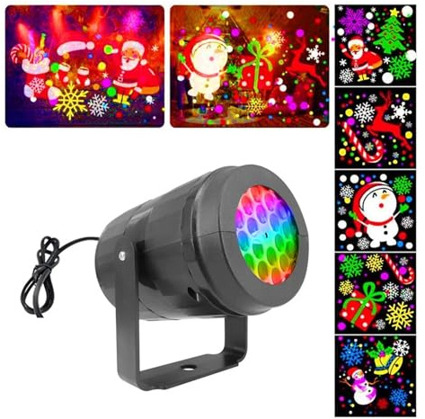 NGBFF Projecteur Noel Exterieur, 16 modèles LED Lampe de projecteur de Noël 360 ° Rotatif fête décorat de Noël Lampe éclaira intérieur extérieur projecteur de nei