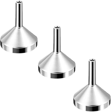 3 Piezas Mini Embudos Metálicos, Embudos Llenado Botellas, Embudo Botellas Pequeñas, Juego Mini Embudo, para Cocina Perfume Cosméticos Líquido Dosificador Embudoss de Mermelada(Plata)