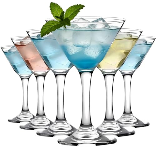 MYKAGS Gläser Set 6-teilig, Klassisches Martini-Glas-Set, 110 ml Cocktailgläser für Martini-Cocktails und Mixgetränke