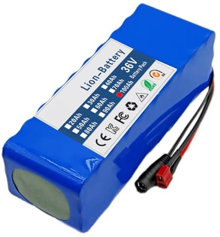 Batterie Ebike 36V 100Ah Batterie De Vélo Électrique Haute Puissance Batterie 10S3P Batterie Remplaçable avec Chargeur Et BMS Grande capacité pour 50W-500W Moteur 36V 100Ah,Bullet+SM
