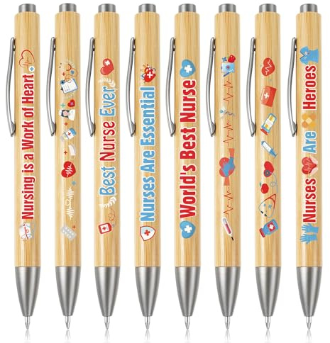 HOWAF 8 PCS Nurse Gifts Pens Bulk, Inspirational Thank You Nurses Ballpoint Pens for Birthday, Christmas, Nurse Graduation Gifts, Student Day Office Supplies Nursing Gift