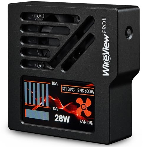 Thermal Grizzly WireView Pro II GPU Schwarz Reverse – Monitoring- und Strommessgerät für 12V-2x6- und 12VHPWR-Grafikkarten mit Per-Pin-Strommessung, TFT-IPS-Display und 90°-Kabelführung