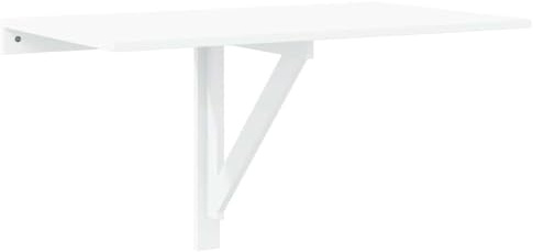 Wandklapptisch Weiß 100x60 cm Holzwerkstoff platzsparend klappbar faltbar mit dreieckiger Halterung für Wandmontage als Schreibtisch Beistelltisch Campingtisch Balkon Garten