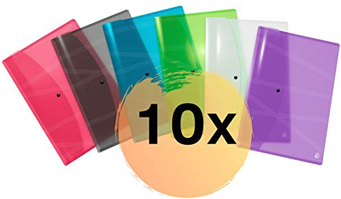 Oxford hawai Brieftaschen A3, aus Kunststoff, transparent, 6 Farben, 10er Pack