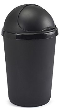 Plastic Bullet Bins 30L, 50L Waste Paper Recycle Dustbin Flap Lid Kitchen, Home,Office Rubbish Trash Baskets (Black, 30L)