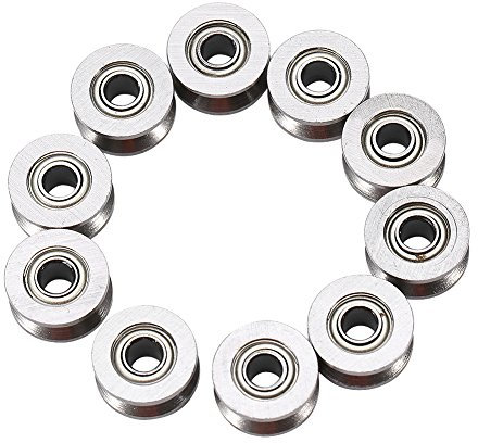10pcs U624ZZ Roulement à billes en U Poulie de guidage en acier carbone pour système de mouvement linéaire sur rail 4 * 13 * 7mm