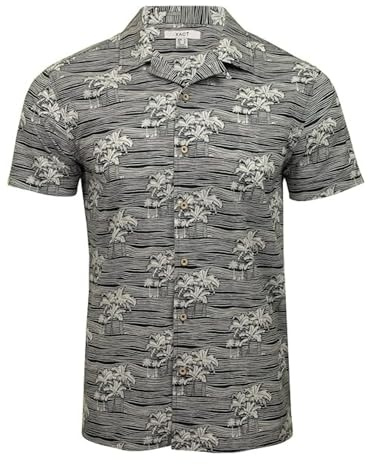 Xact Hawaiian Shirt for Men – Cotton Short Sleeve Caribbean Tropical Shirt, Revere Cuban Collar Summer Holiday Beach Shirts