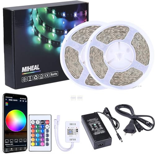 MIWATT wifi LED Strip 20m, APP Steuerung LED Streifen Leiste mit Fernbedienung Netzteil, RGB Led Band Lichter Lichtband für Schlafzimmer, Zimmer, Zuhause Farbwechsel Led Lichterkette