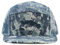 The Hat Depot Made in USA Baumwoll-Twill 5 Panel Flat Brim Echtes Leder Messing Biker Board Cap - Blau - Einheitsgröße