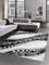 CARPETIA Teppich modern Ornamente mit Glitzer Grau Schwarz Creme Größe 80x150 cm