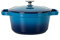 XCXDX Olla Redonda De Hierro Fundido Esmaltado De 3L con Tapa, Cacerola Binaural, Utensilios De Cocina para El Hogar Blue