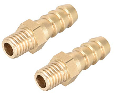 sourcing map Messing-Verbindungsstück, metrisch, M8-1,25 Stecker auf Widerhaken, passend für Schlauch-ID 8 mm, 2 Stück