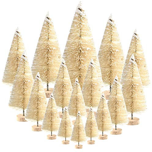 KUUQA Mini-Weihnachtsdorfbäume – Flaschenbürste und Tischmodellbäume für Hausdekoration und Diorama-Modelle, kleine Größe, 66 Stück