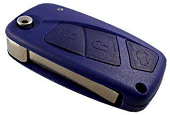 JURMANN 1 Stück Funkschlüssel Ersatz Klappschlüssel Gehäuse - 3-Tasten Fernbedienung mit Rohling - FIAT_KS07 - Neu Reparatur Hülle (Blau, Kunststoff, Auto)