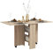 HOMCOM Folding Dining Table, Drop Leaf Table for Small Spaces with 2-tier Shelves, Small Kitchen Table with Rolling Casters, Natural