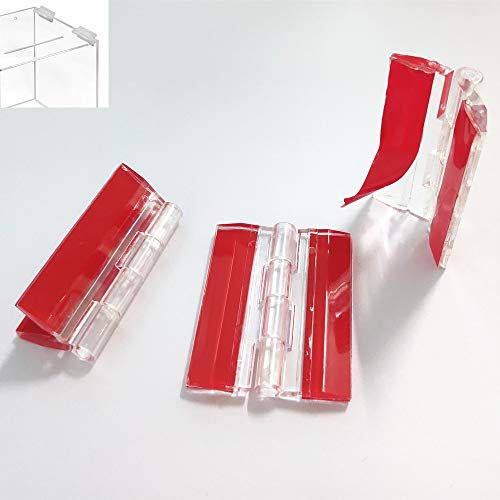 Lot de 3 charnières en plastique acrylique transparent de 45 mm pour piano continu (autocollant), adaptées pour boîte transparente, présentoir, etc.