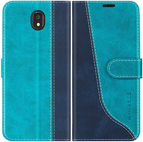 Mulbess Coque pour Samsung Galaxy J7 / J7 Duos 2017, Etui a Rabat, Housse en Cuir, Pochette de Protection Portefeuille, Élégant Bleu Mint