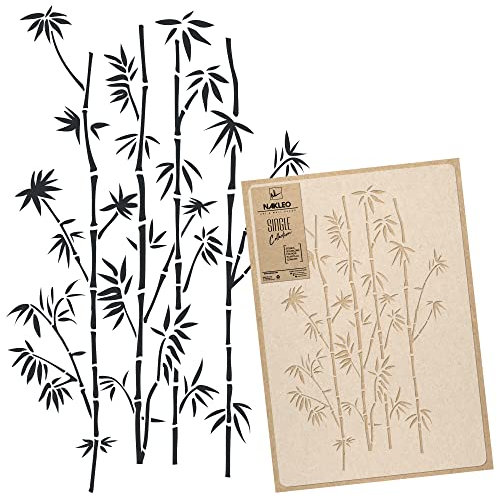 NAKLEO Pochoir de Fleurs pour Peinture Murale Grand Format 43x64cm, Modèle en Plastique et Réutilisable, Bambou Lignes Grimpeur Plante, DIY Bricolage Artisanat Décoration a Peindre, Bois Tissu Mueble