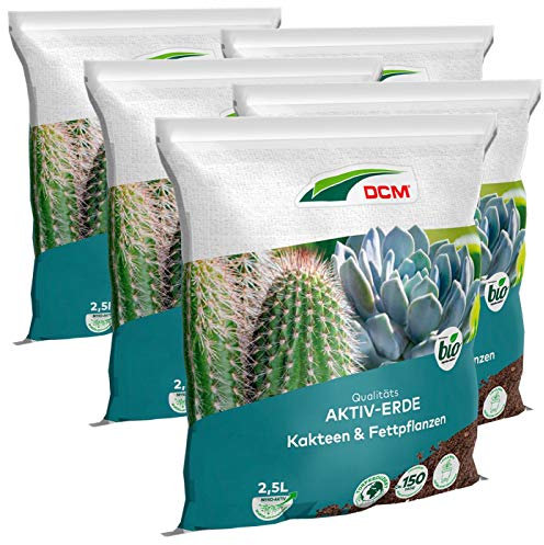 DCM-Cuxin Qualitäts Aktiv-Erde Kakteen & Fettpflanzen, Sparpack 5 x 2,5 Liter