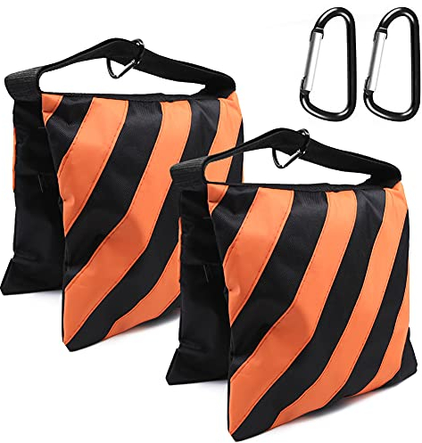 Sandsäcke für Fotografie, Sandsack mit Karabiner, leerer Sandsack für Fotografie-Lampenstativer, Lichtständer-Stativ, 2 Stück (Orange)