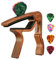 Kapodaster für Gitarre, Ukulele, Mandoline, Banjo aus Palisander mit Plektrenhalter und Plektren