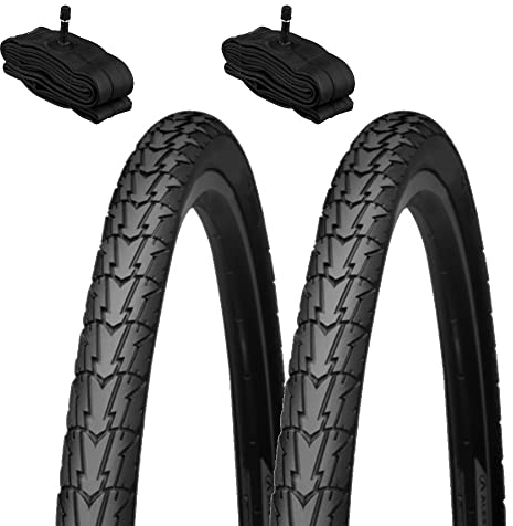 2 neumáticos 700 x 35 + cámaras válvula americana neumáticos negros 28 1 5/8 3/8 (37-622) para bicicleta City Bike Trekking