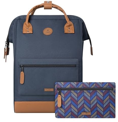 CABAIA - Sac à Dos Adventurer Chicago - Maxi 23L - Déperlant - Compartiment Ordinateur Portable 15 - 2 Poches - Certifié Vegan - Sac Voyage, Affaires, École pour Homme et Femme - Bleu