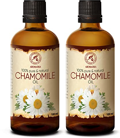 Aceite de Manzanilla - 2 x 100ml - Extracto de Flores de Chamomilla Recutita - Aceite Carrier - Prensado en Frío - Aceite Portador - Aceite para la Piel - Cuidado del Cabello - Aceite de Baño