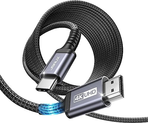 JSAUX USB C auf HDMI Kabel 5M,USB Typ C zu HDMI 4K UHD Kabel für Thunderbolt 3 Kompatibel mit iPhone 16/15 Pro, MacBook Pro 2018, MacBook Air/iPad Pro 2018, Galaxy S25/S24/S10/S9, Surface Book -Grau