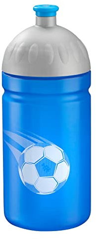 Step by Step Trinkflasche „Soccer Lars“, auslaufsicher, spülmaschinenfest, BPA-frei, für Schule, Kindergarten, heiße und kohlensäurehaltigen Getränke, 0,5L, grau-blau