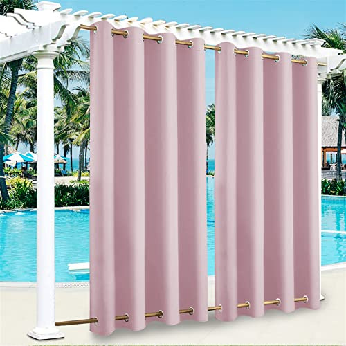 SK Studio Tenda per Esterni Impermeabile, Oscurante Tende, Tende da Sole per Esterno Protezione dai Raggi UV, con Anelli per Giardino Cortile Balcone Gazebo 2 Pezzi Rosa chiaro, 132x213cm