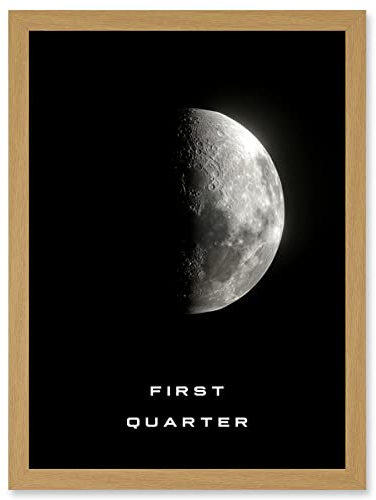 Artery8 Phases of the Moon Astronomy First Quarter Lunar Space Poster Artwork Framed Wall Art Print A4