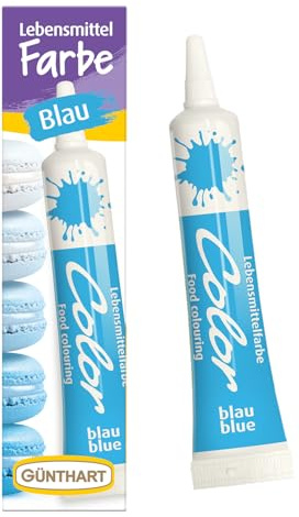 Günthart BackDecor 20 g Blau in praktischer leicht zu dosierender Tube, Ideal zum einfärben von Frostig, Sahne, Eiscreme, Kuchen und weiteren Desserts