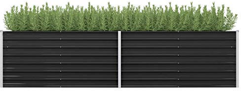 JUNZAI Garten-Hochbeet, Pflanzkübel, Kräuterbeet, Hochbeete-kit, Schneckenzaun, Pflanztrog, Pflanzgefäße, Pflanzfolie Für Hochbeet,Teichbecken, Anthrazit 320 x 80 x 77 cm Verzinkter Stahl
