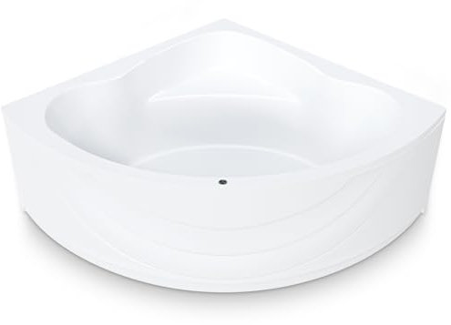 AQUADE Acryl Eckbadewanne 140x140 Modell: Kassel - Weiß Badewanne Komplettset 140x140 - Badewannen mit Wannenfüßen + Schürze + Ab-Überlauf mit Zulauf + Led