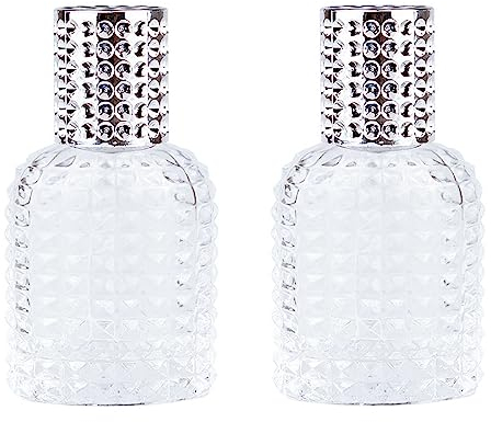 MEISH 2 Pieces Glass Perfume Bottles Refillable Translucent Glass Bottles Oval Pineapple Perfume Bottles for Travel Gift Beauty Storage Container (Silver)