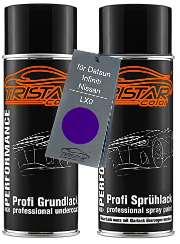 TRISTARcolor Autolack Spraydosen Set für Datsun/Infiniti/Nissan LX0 Midnight Purple III Metallic Grundlack Basislack Sprühdose 400ml