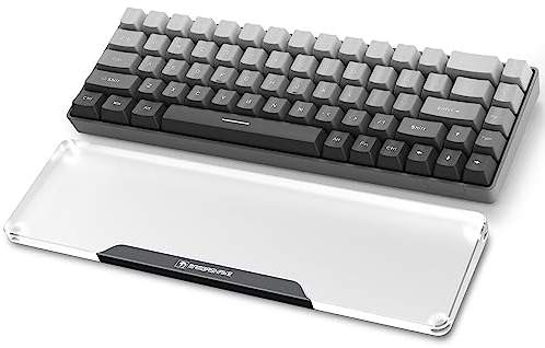 MAMBASNAKE Keyboard Wrist Rest for 68 Keys Compact 65% Keyboard - CNC Acrylic Keyboard Hand Support Palm Rest with Aluminum Logo - Anti-Slip Rubber Feet - for Office/Gaming/Typing/Laptop - Black