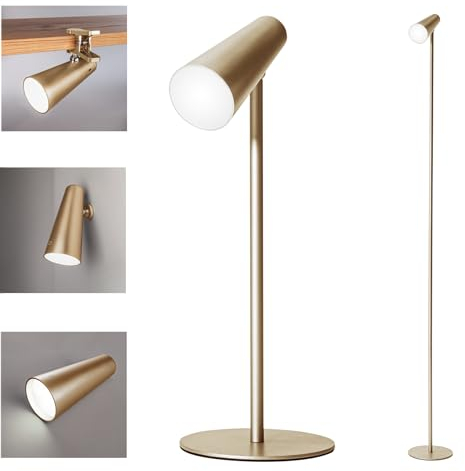SONNENKERZE 5 IN 1 LED AKKU-MULTIFUNKTIONSLAMPE DIMMBAR TISCHLEUCHTE STANDLEUCHTE TASCHENLAMPE CLIPLEUCHTE KLEMMLEUCHTE TAGESLICHTLEUCHTE (gold)