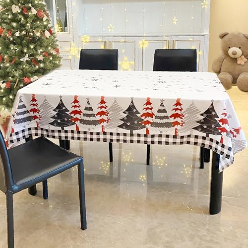 Tucwurl Weihnachtstischdecke, Weihnachten Tischtuch Weiß Wasserabweisend, Groß Tischdecken Weihnachten, Rechteckige Abwaschbar Weihnachts Tischdecke, Party Tischdeko (Weiß, 140 x 240 cm)