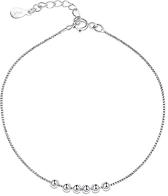 Hmzidz Bracelet Argent Femme 925 Massif,Bracelet Chaine Fille avec Boule en Argent,Bracelet Breloque en Perles Fin,Bijoux Bracelet Jonc pour Meilleure Amie,Réglable