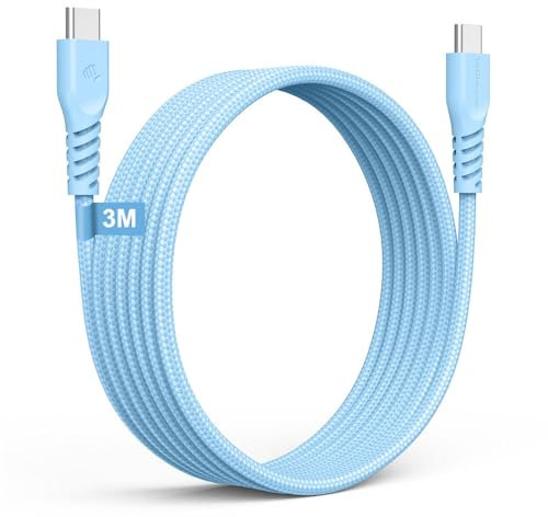 TECHGEAR USB C to USB C 3M Long Charger Cable 60W Strong Braided Fast Charging Type C to C Data Lead for iPhone 17 16 15 Pro Max, iPad A16/Air/Pro, Samsung S26 S25 S24 A56 A15 A16, Pixel, Honor Switch