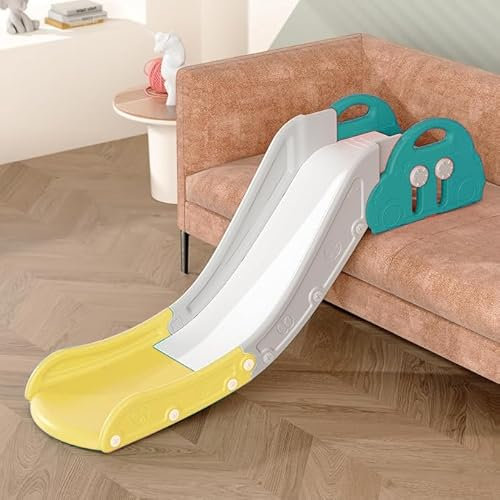 HoldOneLight Kids Sofa Slide,Slide for Toddlers Age 3-8,Kids Indoor Climbing Slide for Toy Playground and Bedroom,Attachment to Toddler Bed and Couch,Easy to Assemble,Birthday Gift(Yellow+Green)